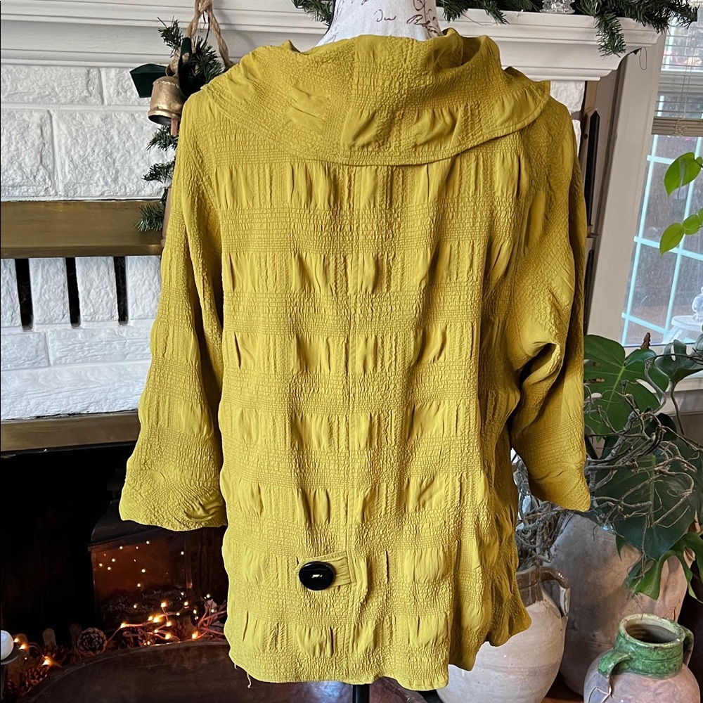 Women's Mustard Cowl Neck Blouse - Picture 3 of 6
